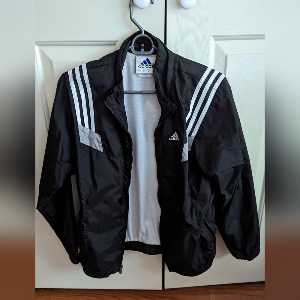 Black Adidas windbreaker